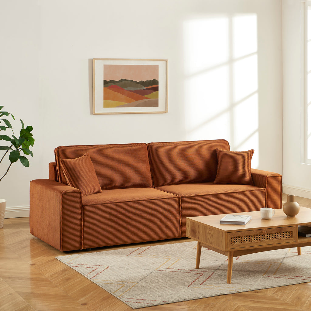 ZOLA 3-Seater Convertible Sleeper Sofa – Modern Corduroy Velvet Sofa Bed with Storage