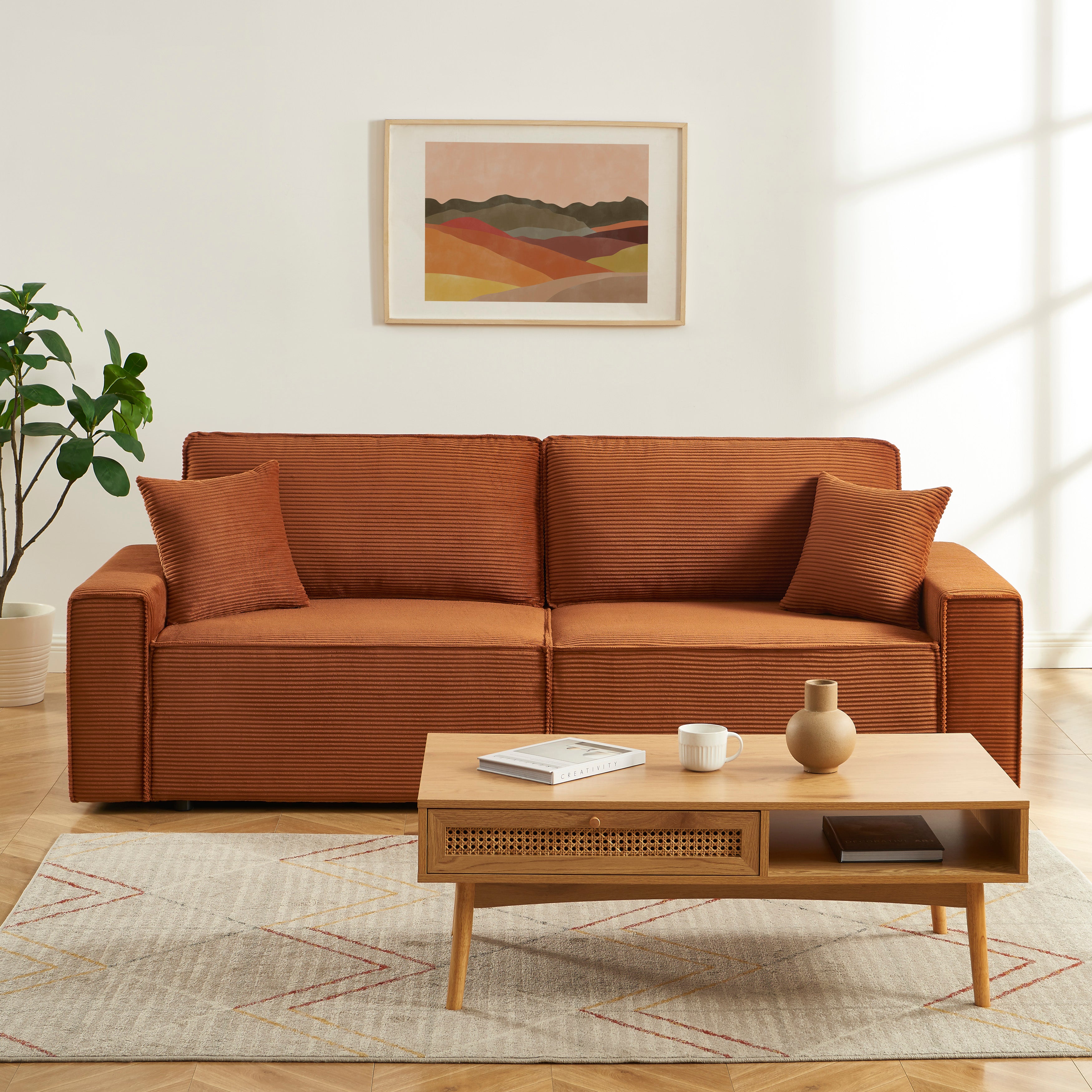 ZOLA 3-Seater Convertible Sleeper Sofa – Modern Corduroy Velvet Sofa Bed with Storage