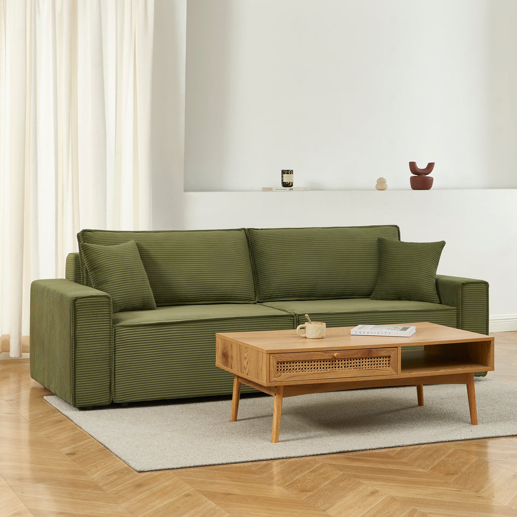ZOLA 3-Seater Convertible Sleeper Sofa – Modern Corduroy Velvet Sofa Bed with Storage