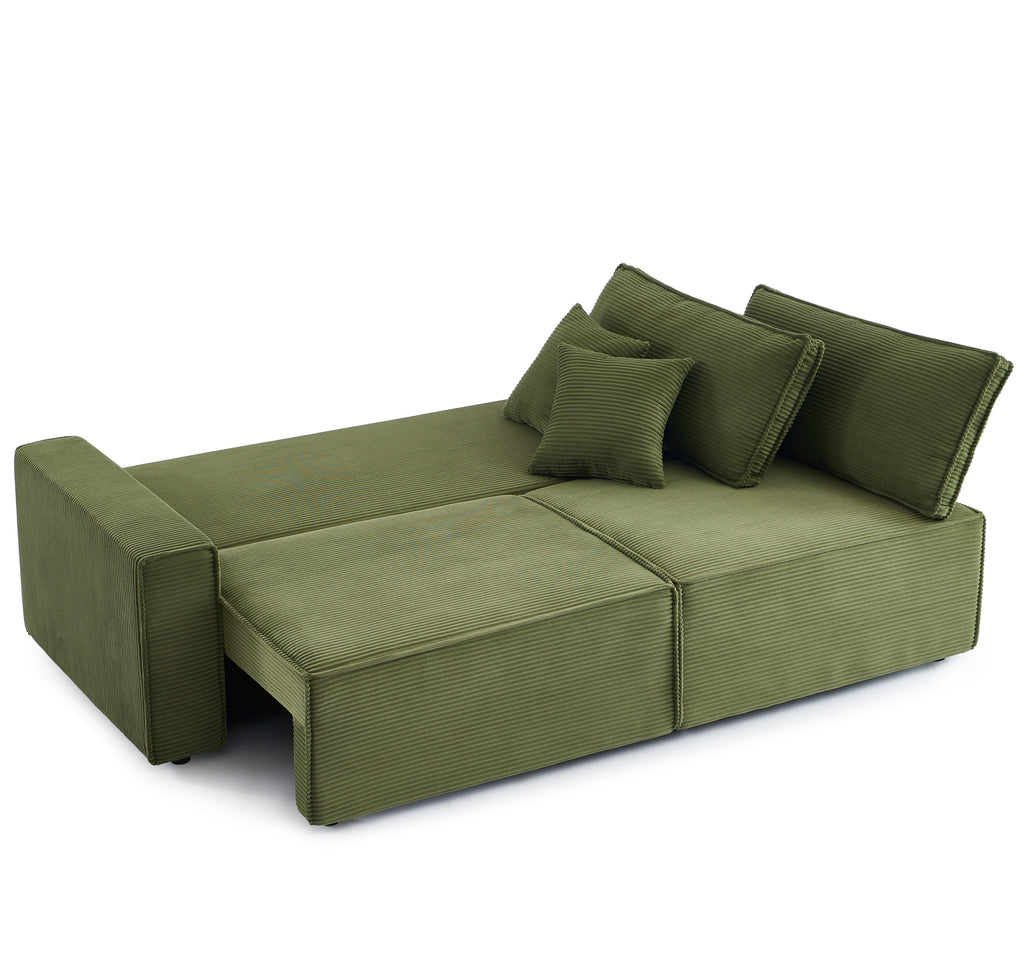 ZOLA 3-Seater Convertible Sleeper Sofa – Modern Corduroy Velvet Sofa Bed with Storage