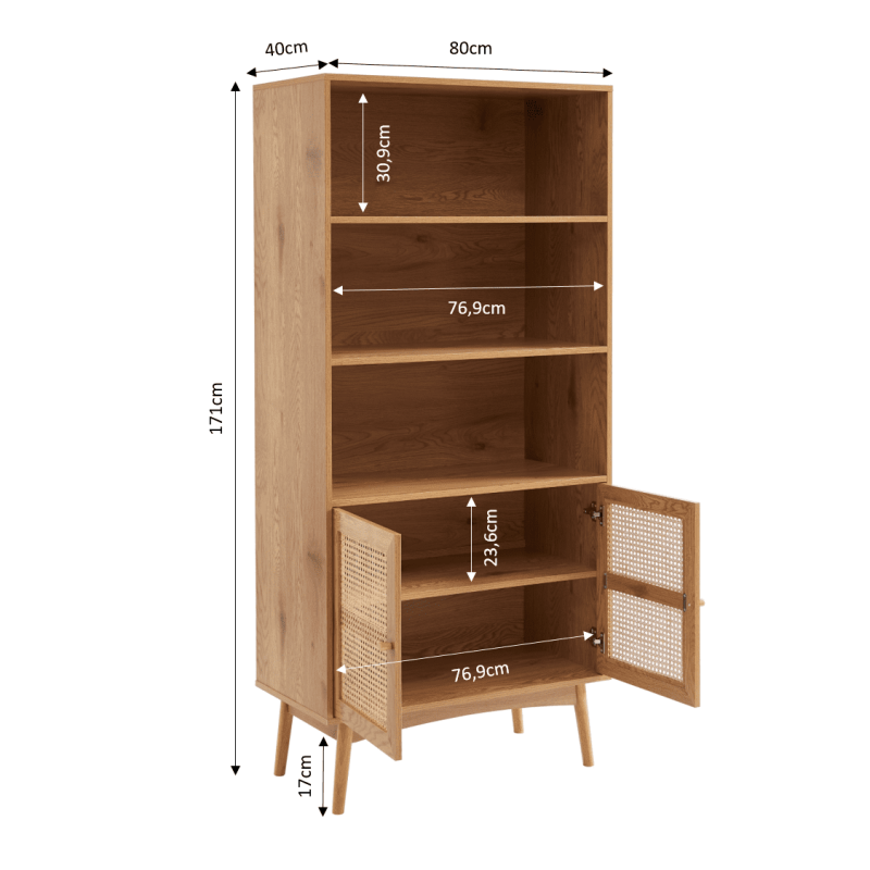 INES Oak finish Bookcase - Light wood
