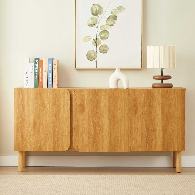 BRAGA 3-door oak-effect sideboard 59.1" - Natural wood