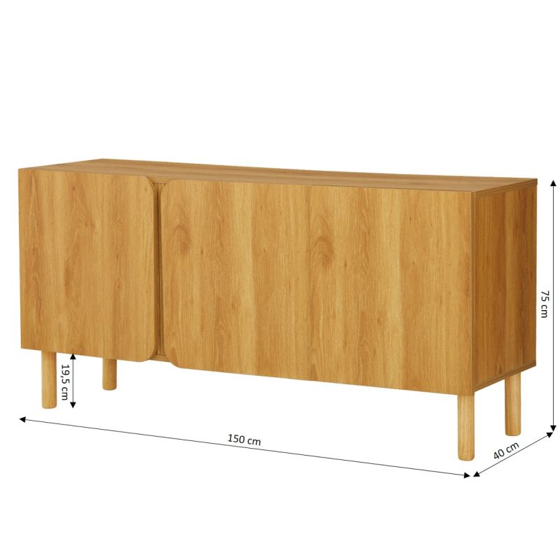 BRAGA 3-door oak-effect sideboard 59.1" - Natural wood