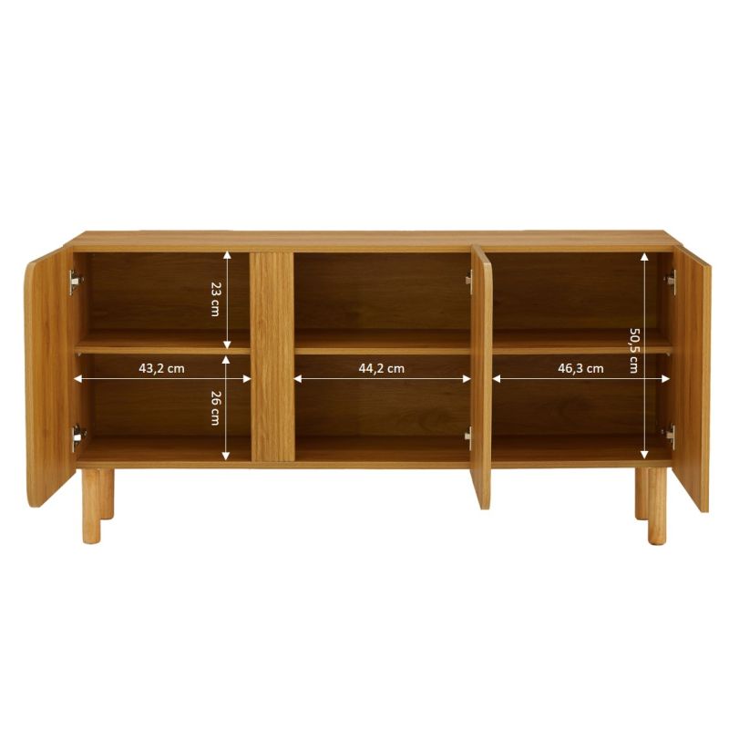 BRAGA 3-door oak-effect sideboard 59.1" - Natural wood