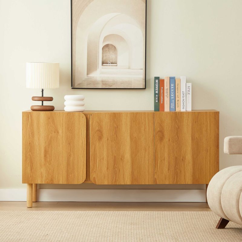BRAGA 3-door oak-effect sideboard 59.1" - Natural wood