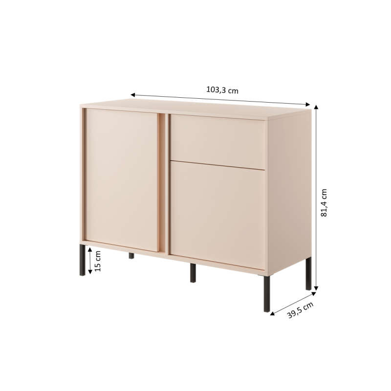 HULDA Highboard, 2 doors, 1 drawer - Beige