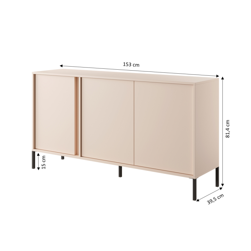 HULDA 3 doors Highboard - Beige