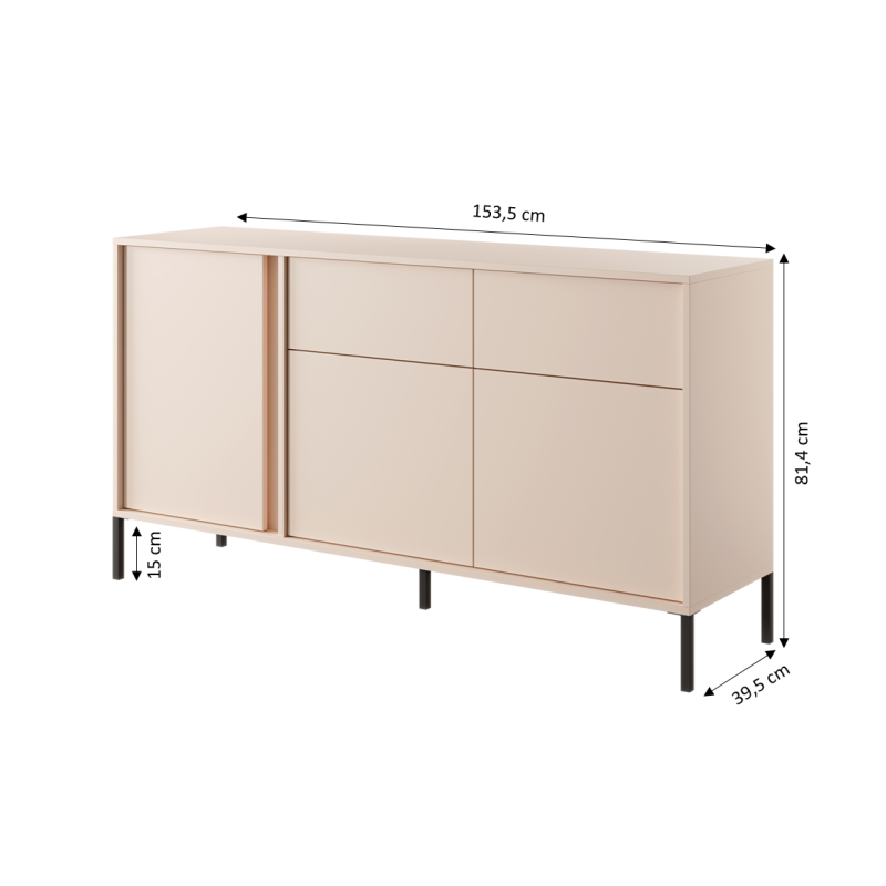 HULDA Highboard, 3 doors, 2 drawers - Beige