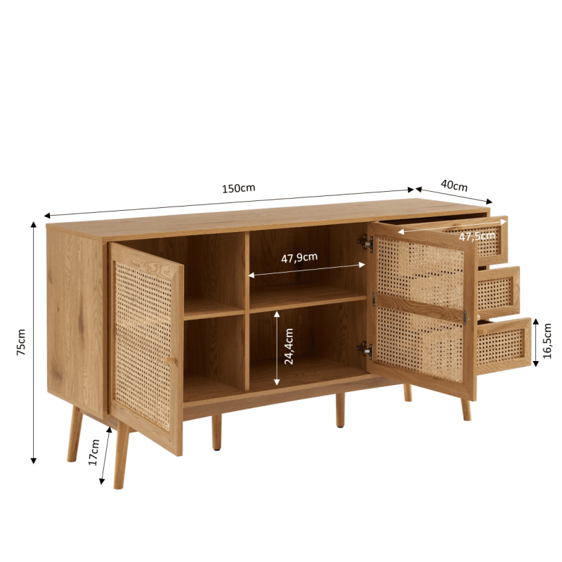 INES Sideboard 59.1" - Light wood