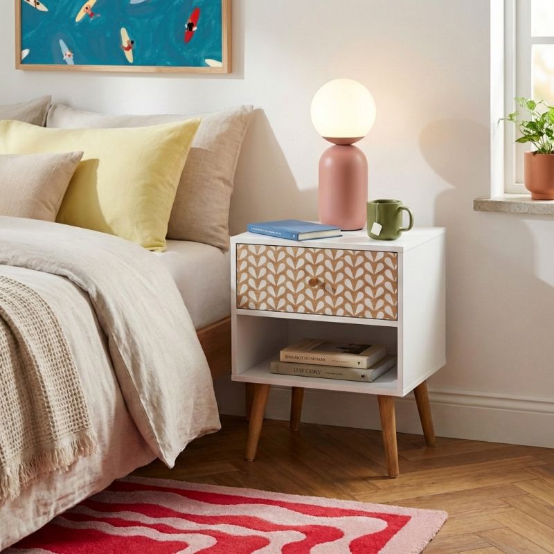 CAPUCINE Nightstand Oak effect - White