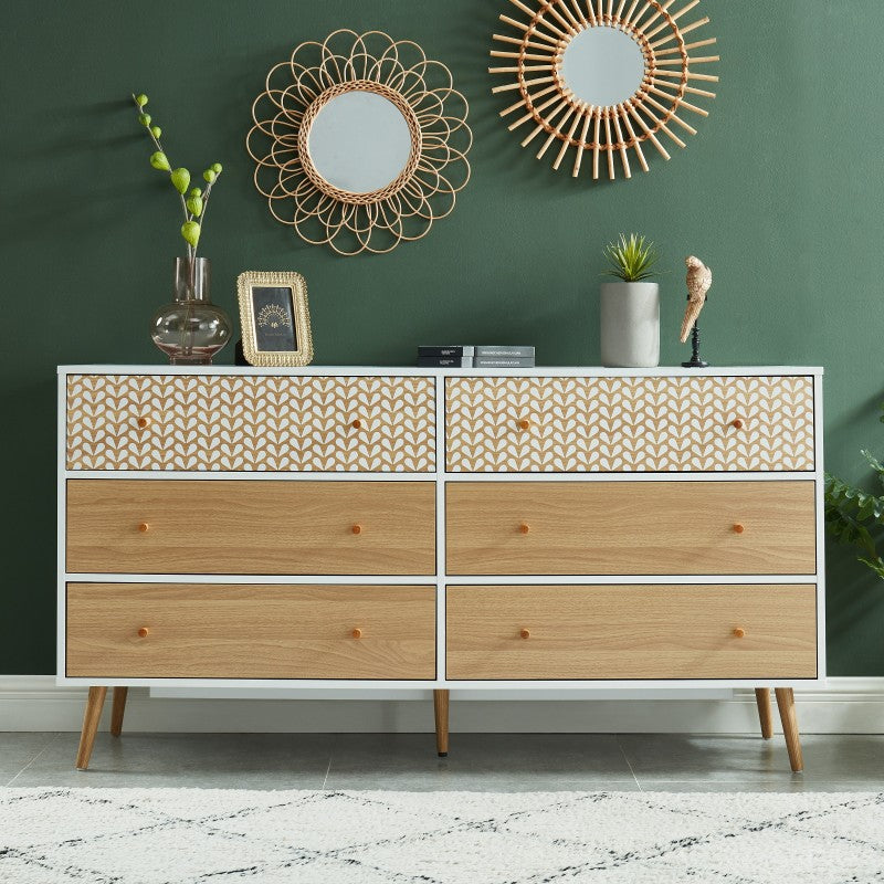 CAPUCINE Oak Effect Chest of Drawers - White
