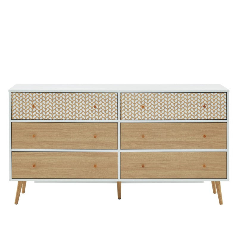 CAPUCINE Oak Effect Chest of Drawers - White