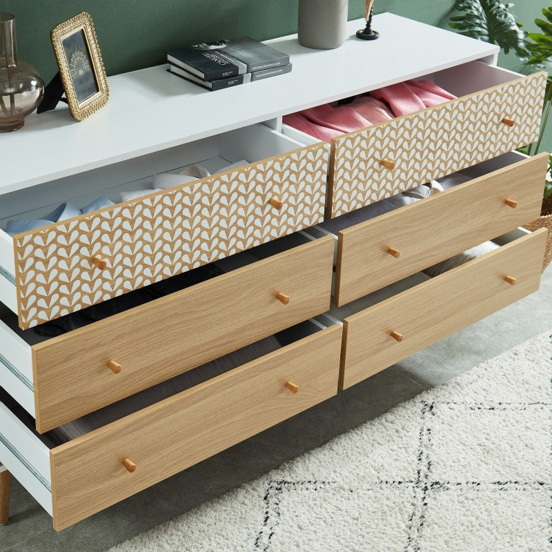 CAPUCINE Oak Effect Chest of Drawers - White