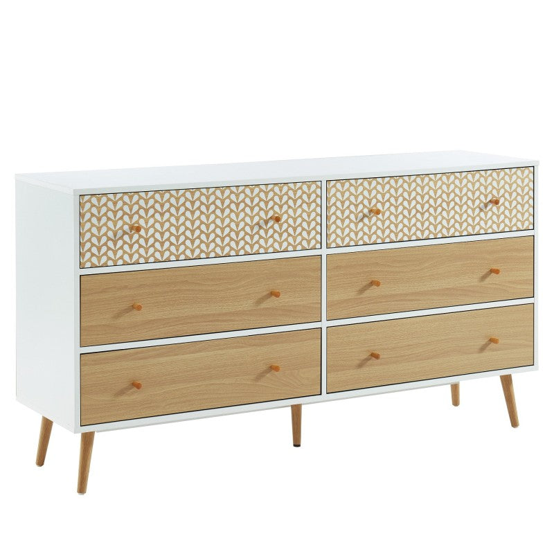CAPUCINE Oak Effect Chest of Drawers - White