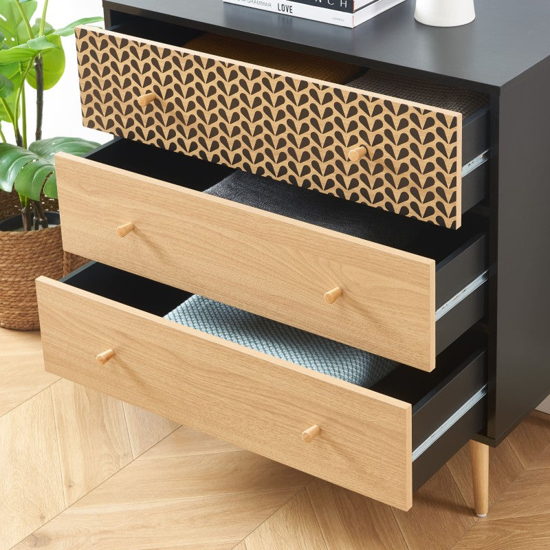 CAPUCINE Chest of Drawers Oak Effect - Black