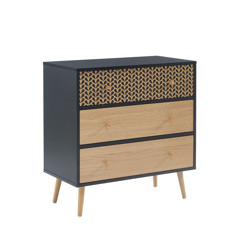 CAPUCINE Chest of Drawers Oak Effect - Black