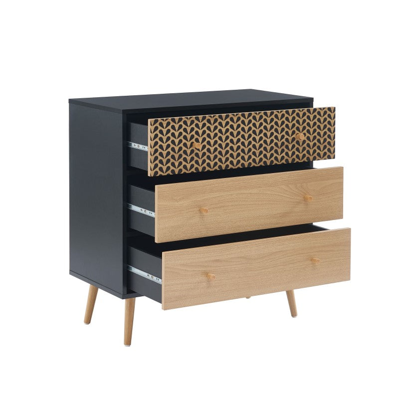 CAPUCINE Chest of Drawers Oak Effect - Black