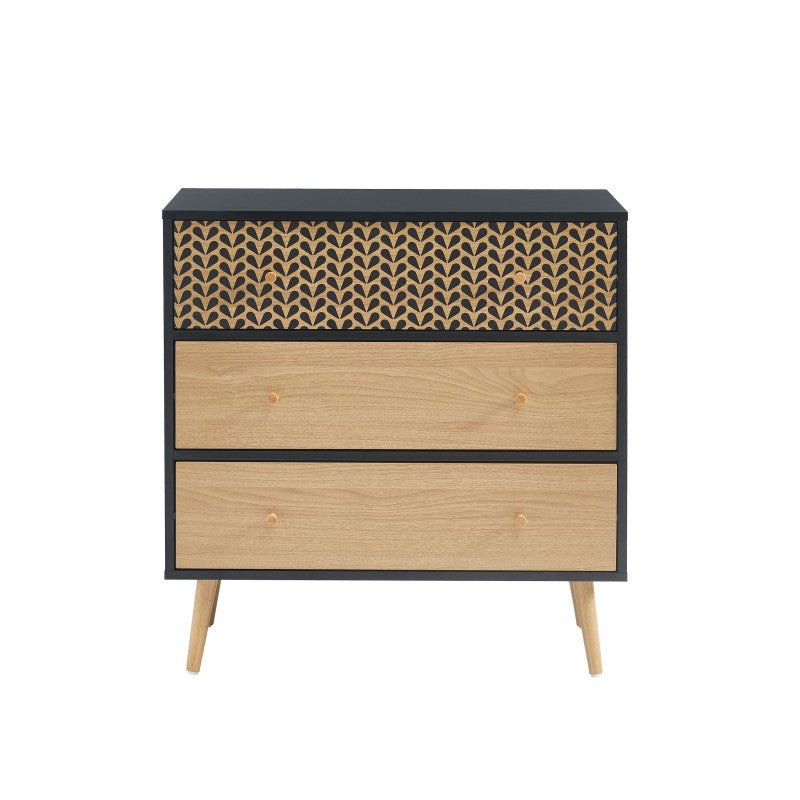 CAPUCINE Chest of Drawers Oak Effect - Black