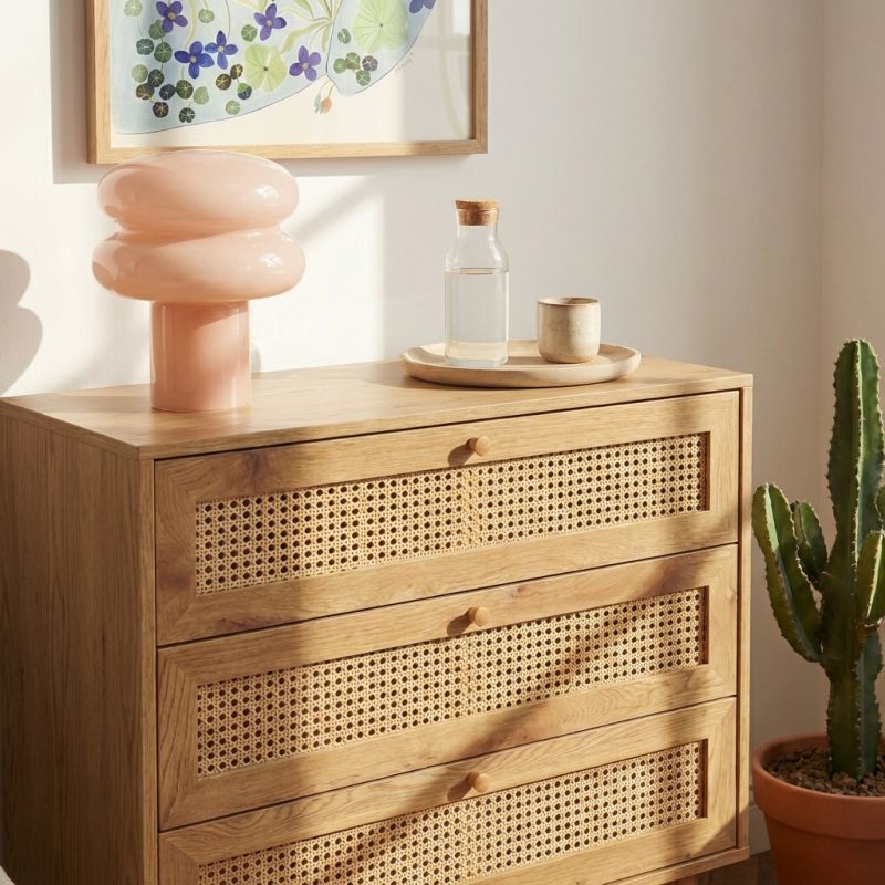 INES 3-drawers Chest of Drawers - Light wood