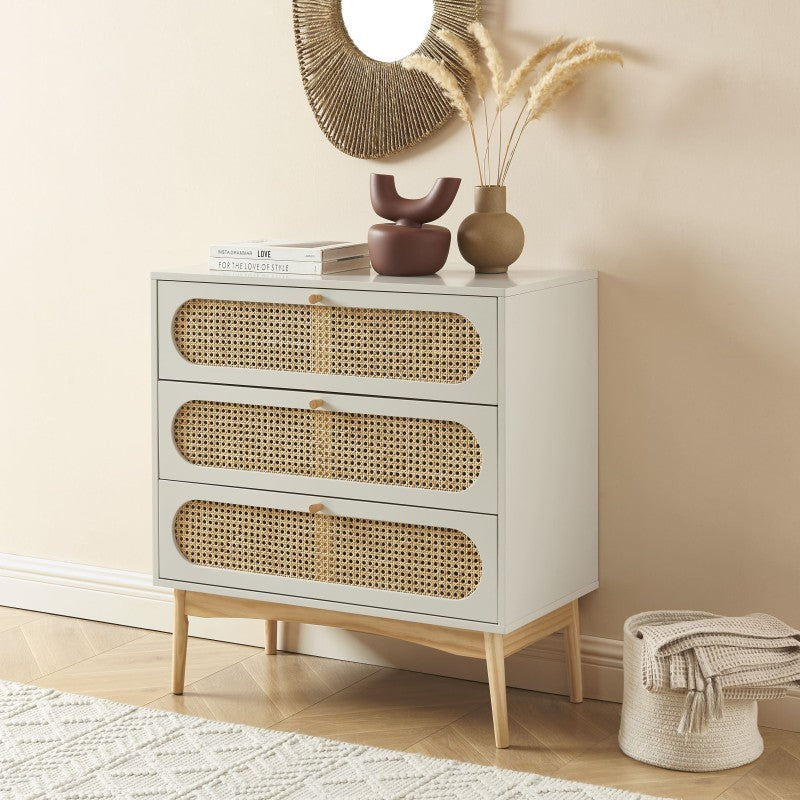 SIXTINE 3-Drawer Chest of Drawers 31.5" - Grey
