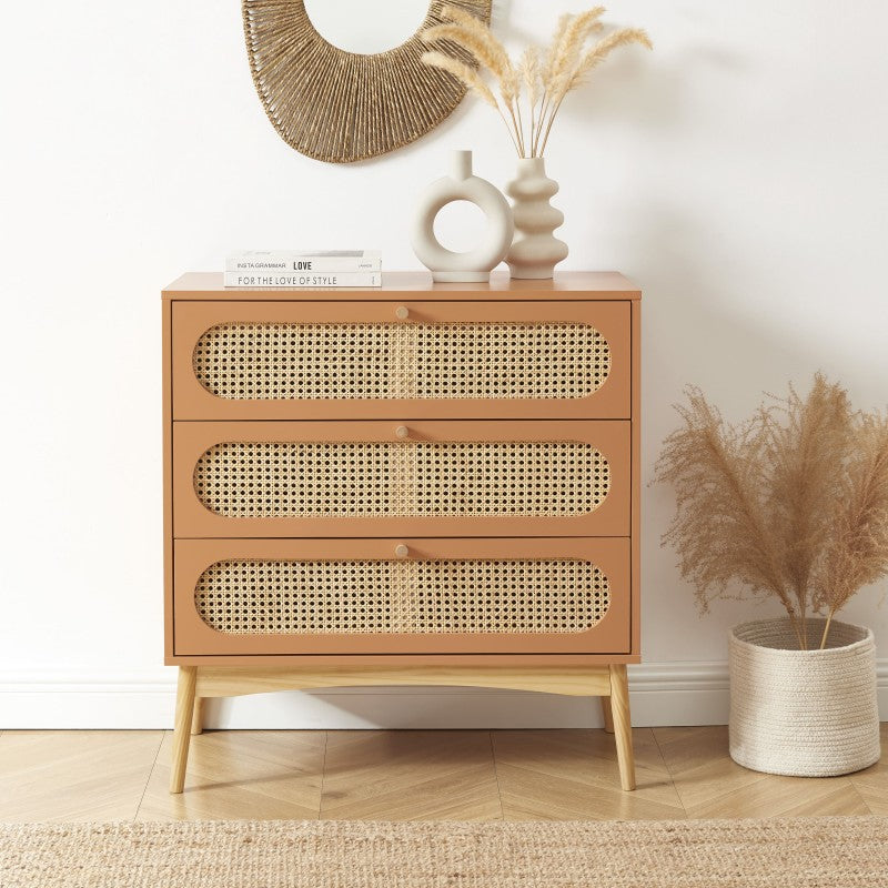 SIXTINE 3-Drawer Chest of Drawers 31.5" - Terracotta