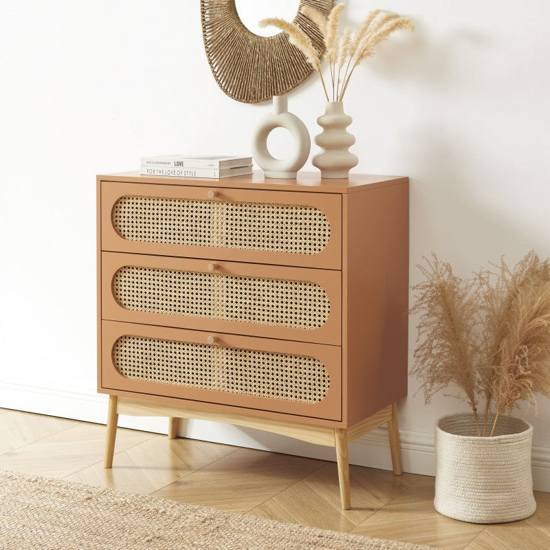 SIXTINE 3-Drawer Chest of Drawers 31.5" - Terracotta