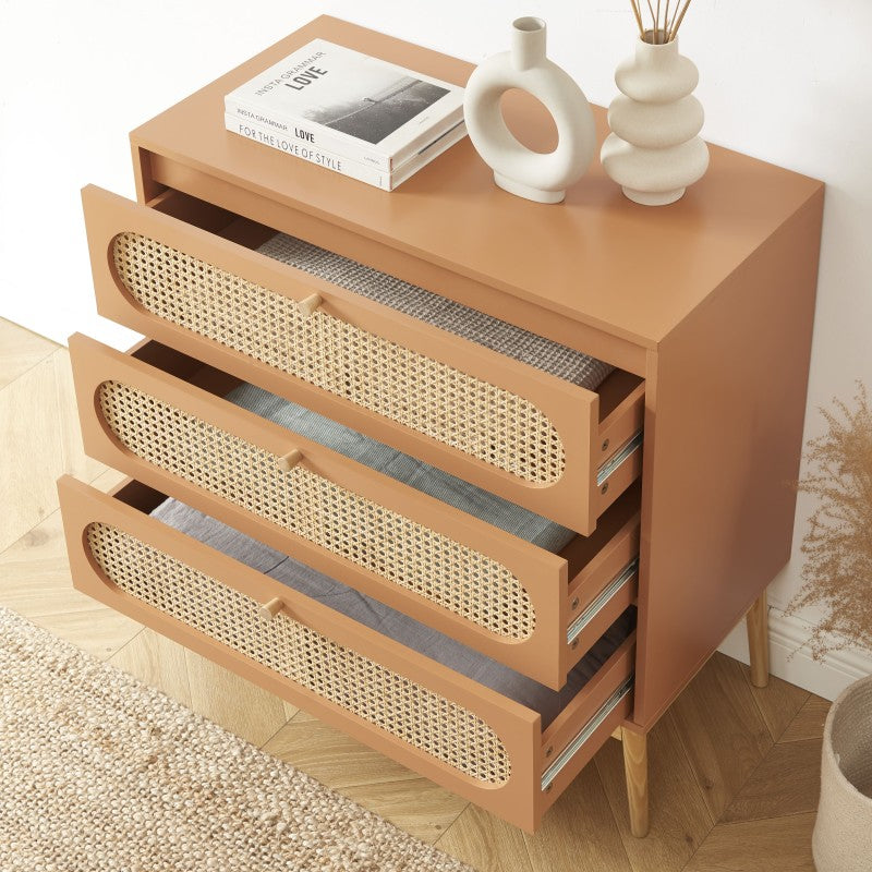 SIXTINE 3-Drawer Chest of Drawers 31.5" - Terracotta