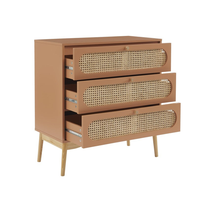 SIXTINE 3-Drawer Chest of Drawers 31.5" - Terracotta