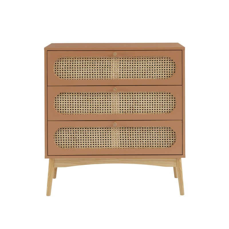 SIXTINE 3-Drawer Chest of Drawers 31.5" - Terracotta