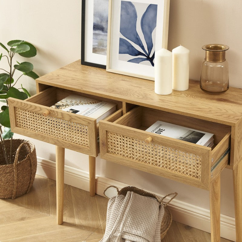 INES 2-Drawers Console Table - Light wood