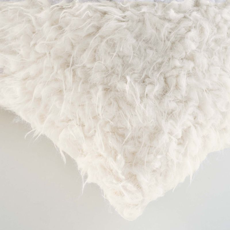 DOOD Faux Fur Square Cushion, 18"x18", removable cover - White