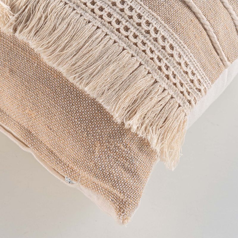 FIEL Square Cushion, 18"x18", removable cover - Beige