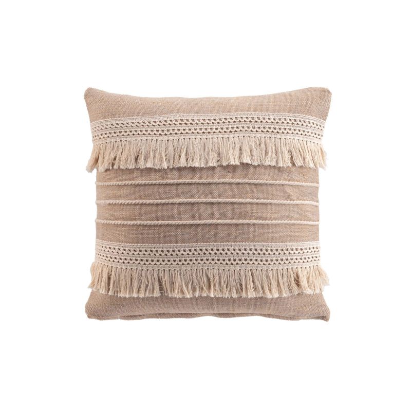 FIEL Square Cushion, 18"x18", removable cover - Beige