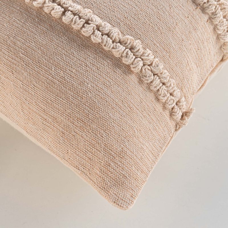 GAEL Square Cushion, 18"x18", removable cover in beige cotton and polyester - Beige