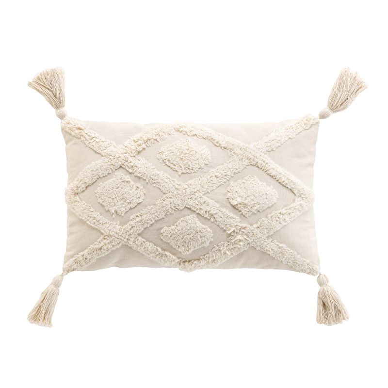 TEPI Rectangular Cushion, 12"x20" removable cover - White