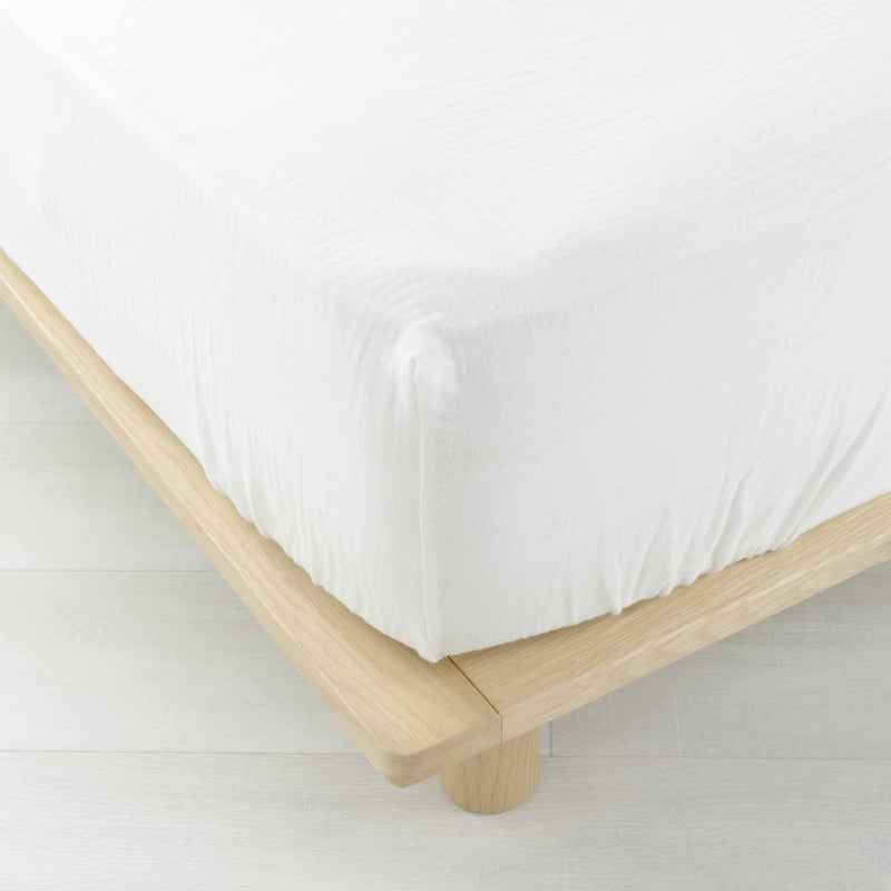 GUSTA fitted sheet in cotton gauze, 63" x 78.7" - White