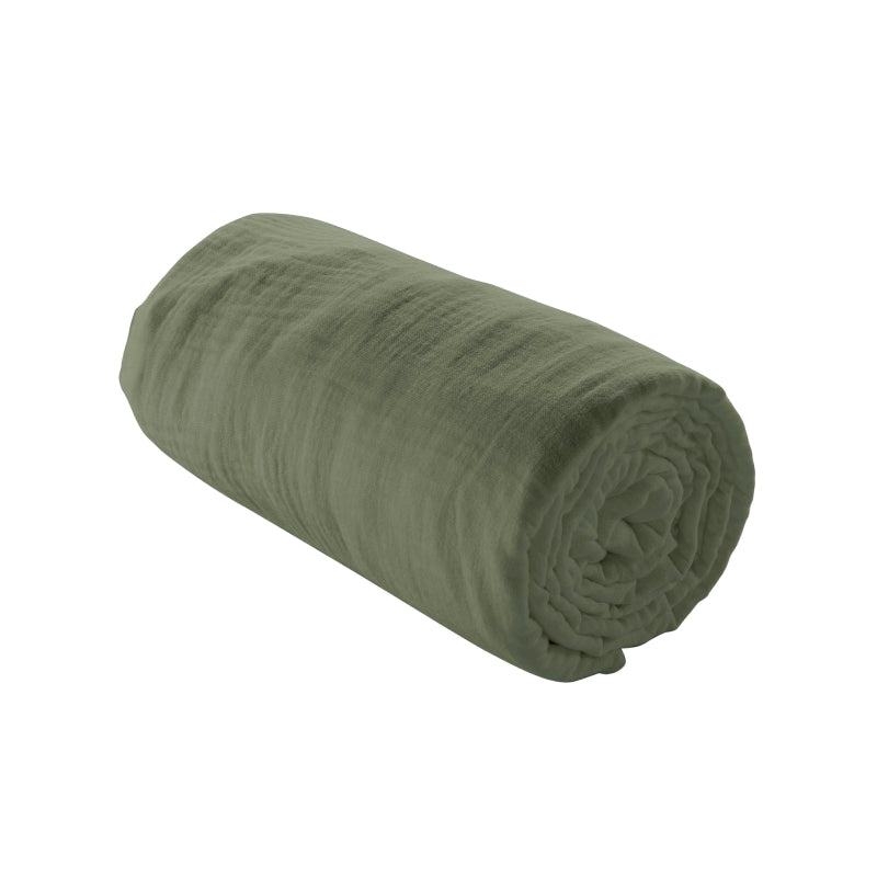 GUSTA fitted sheet in cotton gauze, 63" x 78.7" - Green
