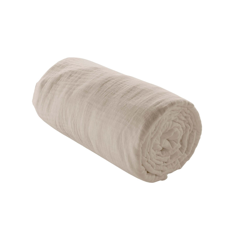 GUSTA fitted sheet in cotton gauze, 63" x 78.7" - Beige