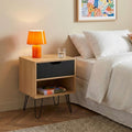 Set of 2 DUO nightstands in black and oak finish - Light wood