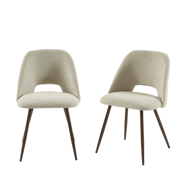LANGO Table Set with 4 ELISABETH Chairs - Light wood/Beige
