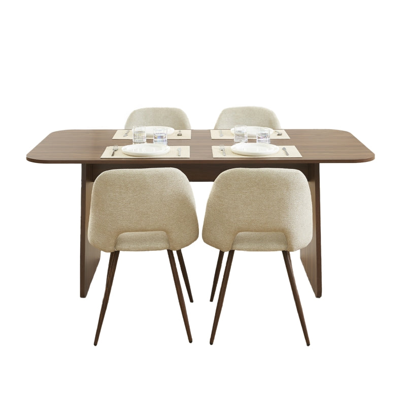 LANGO table set with 4 ELISABETH Chairs - Dark wood/Beige