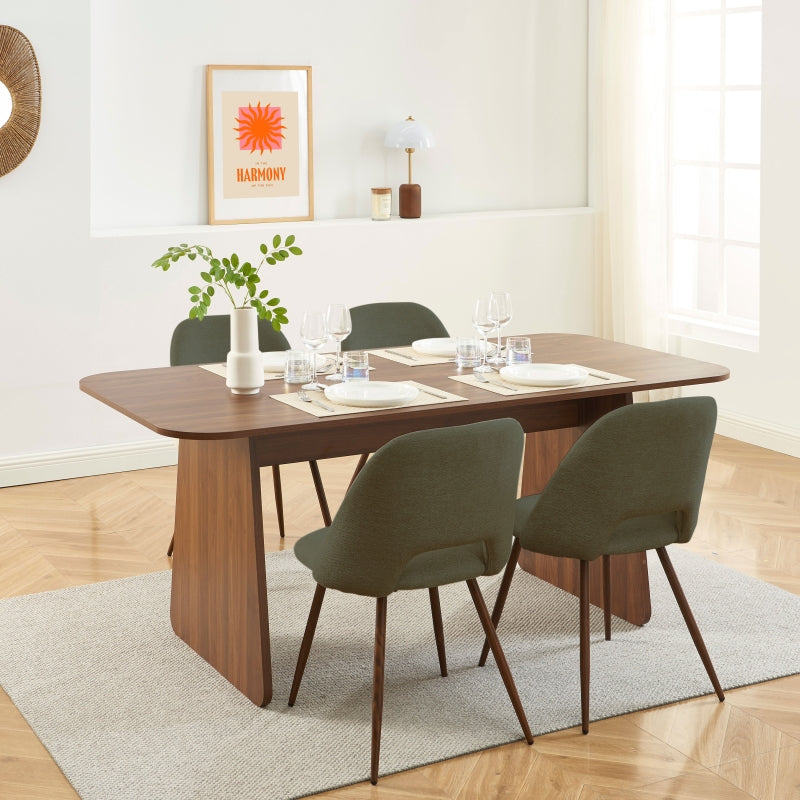 LANGO table set with 4 ELISABETH Chairs - Dark wood/Green