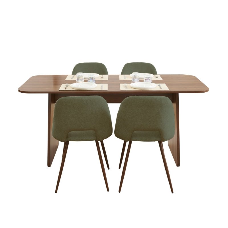 LANGO table set with 4 ELISABETH Chairs - Dark wood/Green