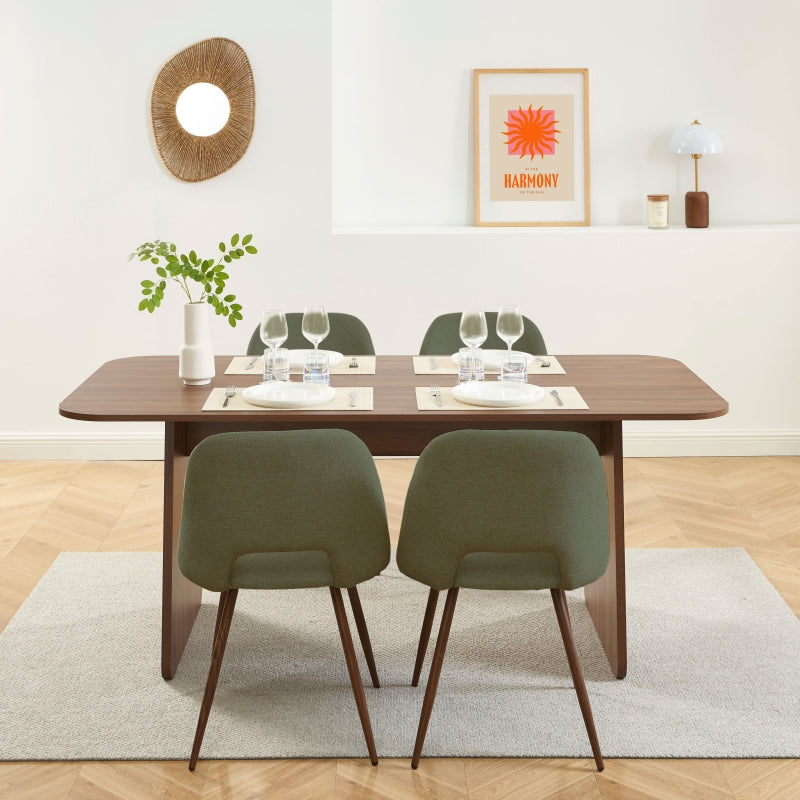 LANGO table set with 4 ELISABETH Chairs - Dark wood/Green