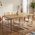 ASTI Acacia wood dining table set with 4 ELLA chairs - Wood/Beige