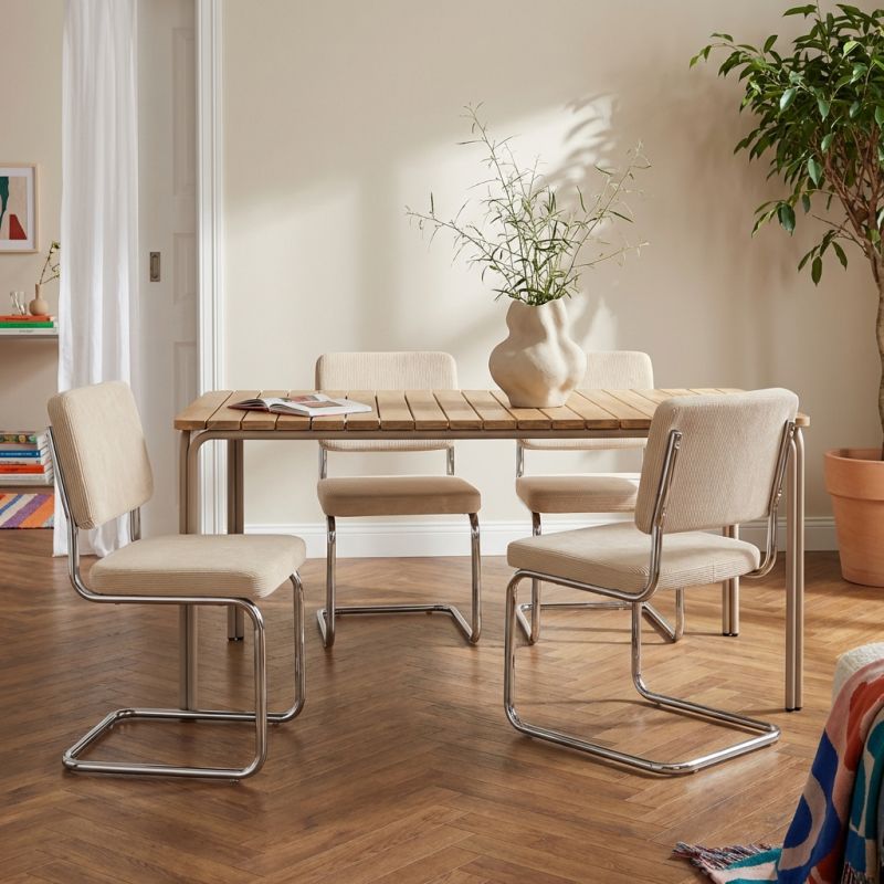 ASTI Acacia wood dining table set with 4 JACK chairs - Wood/Beige