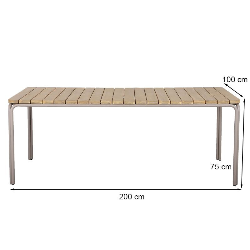 ASTI Acacia wood dining table set with 6 JACK chairs - Wood/Beige