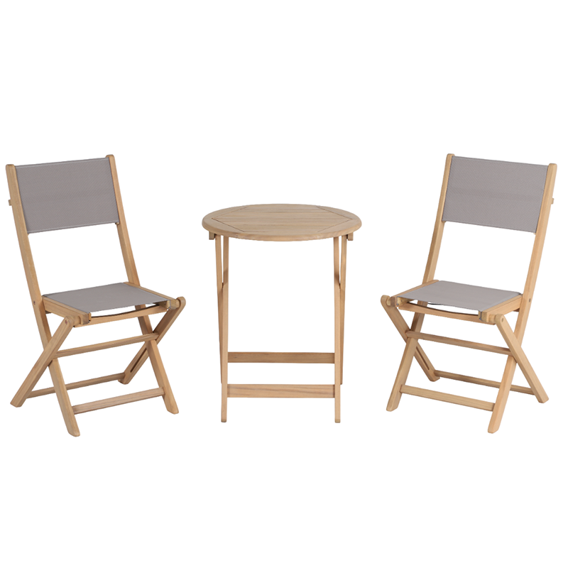 RIMINI Garden Table and 2-Chair Set - Grey