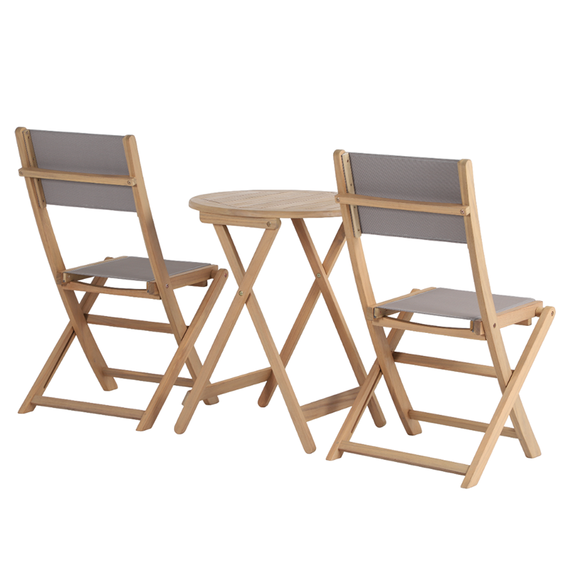 RIMINI Garden Table and 2-Chair Set - Grey
