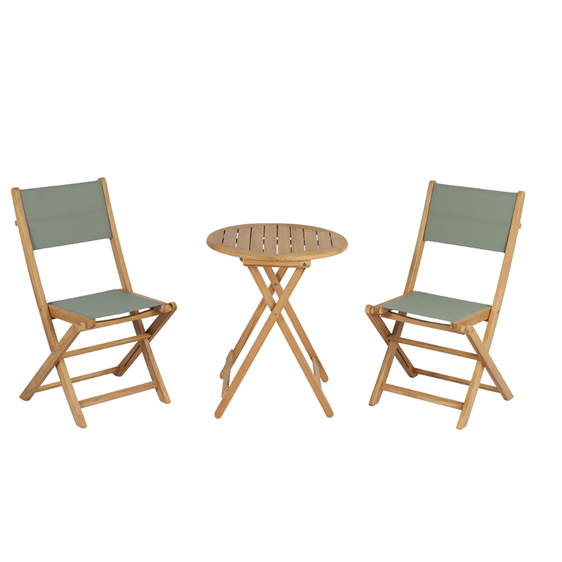 SAFARI Teak Garden Table with 2-Chair Set - Green